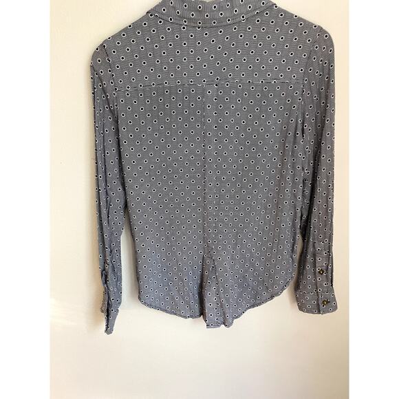 Anthropologie Polka Dot Silky Button-Up Blouse 4 Work Paris Chic Twee Preppy - Picture 4 of 5